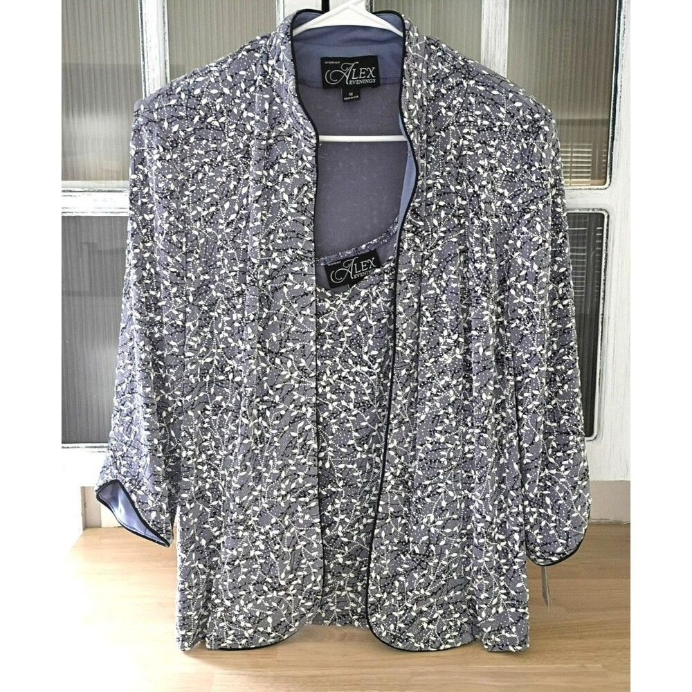 NWT Alex Evenings 2-Piece Lavender Sparkly Sequin Top Women's 1X Elegant Modest
